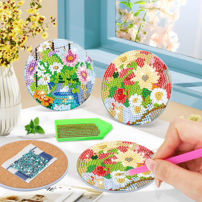 6 PCS Diamond Painting Coasters with Holder