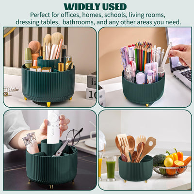 360° Make up Organizer, Brush Holder Cosmetic Storage with 5 compartments