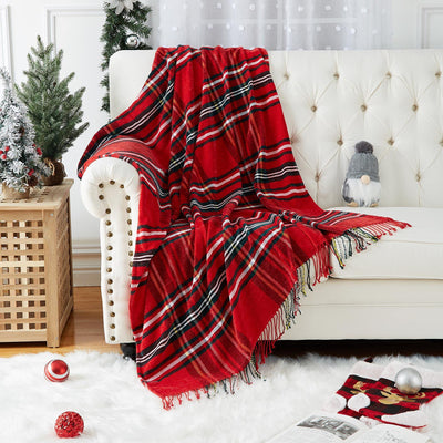 Christmas blanket soft knitted wool blanket tassel