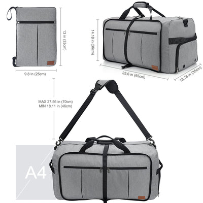 Foldable travel bag large weekender overnight bag with shoe compartment, waterproof/sports bag