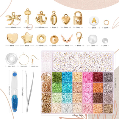 24 Color DIY Make Beads for Bracelets Set,with Golden Letter Beads DIY