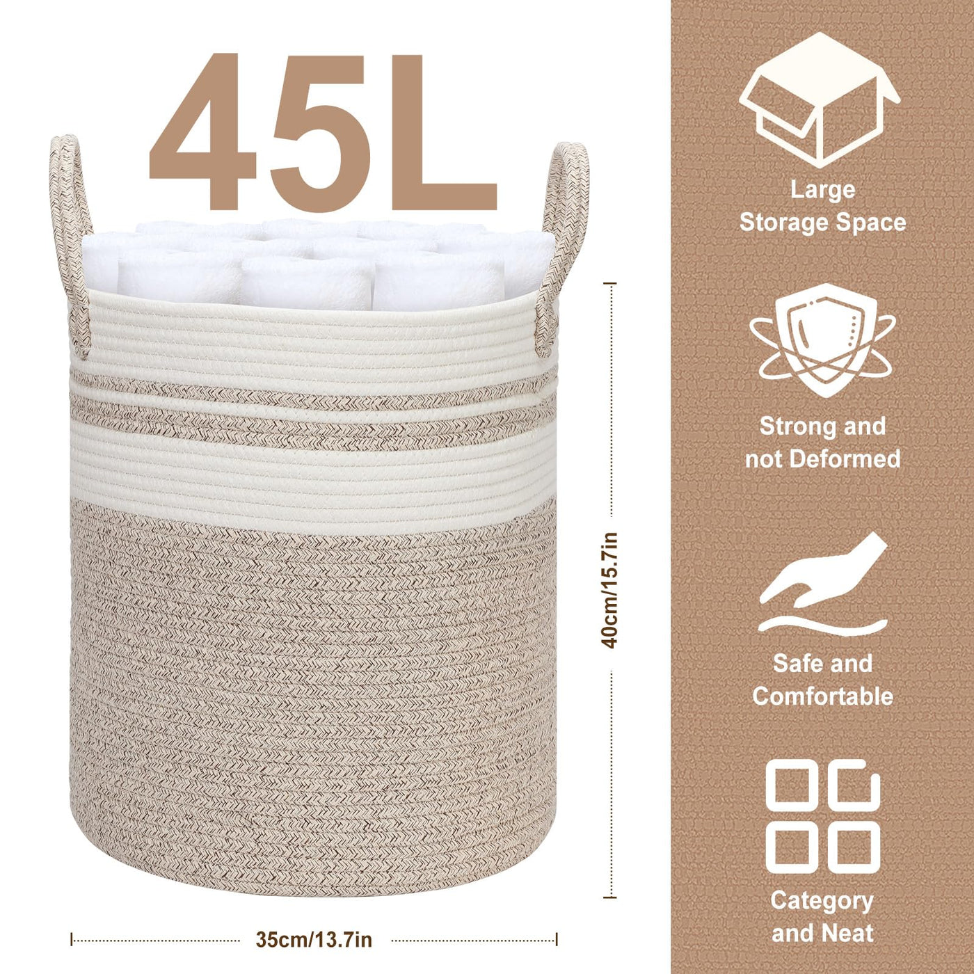 Panier à linge en coton Tissé