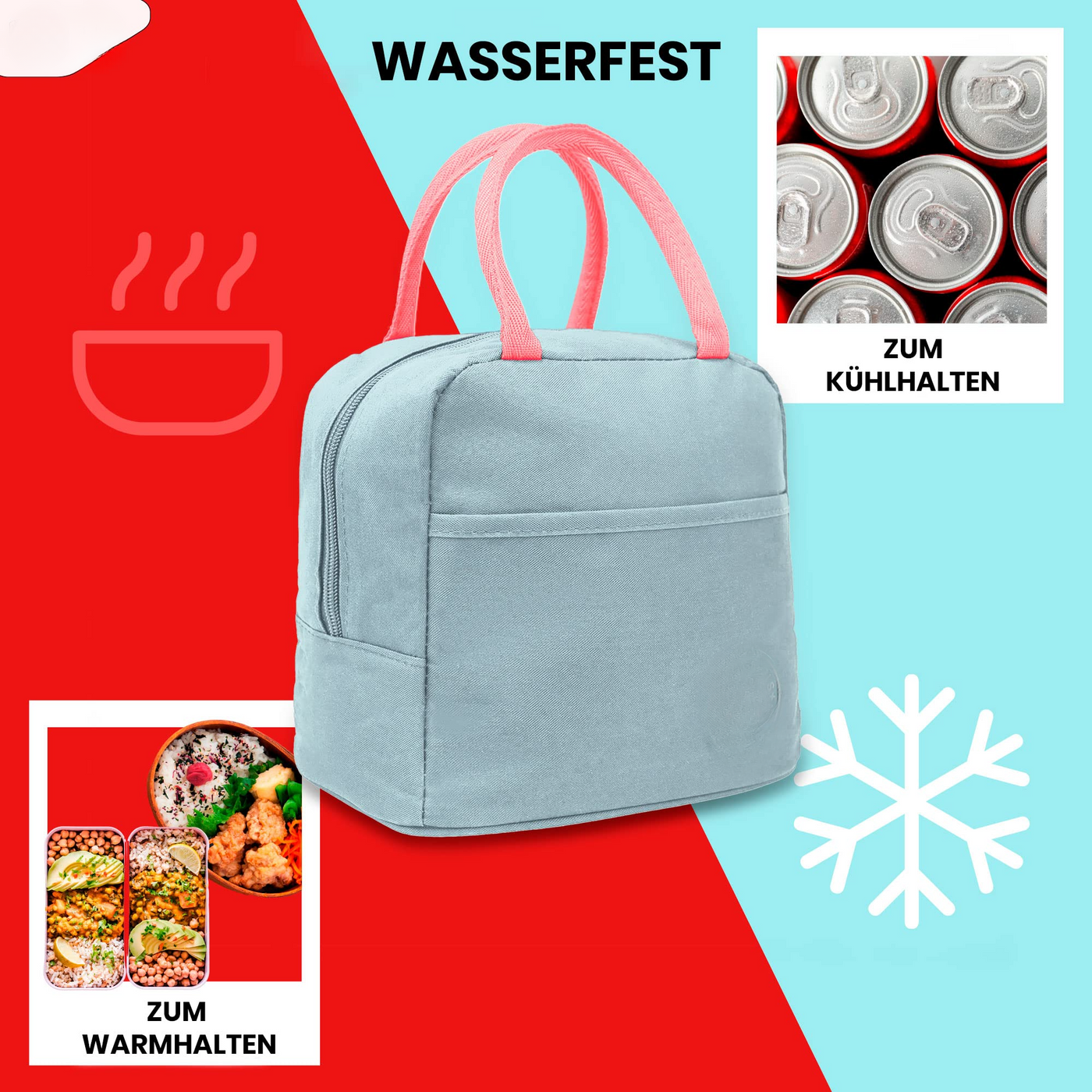 Kühltasche, Lunchbag, Thermotasche mit Folienfutter, isolierte Lunchbag