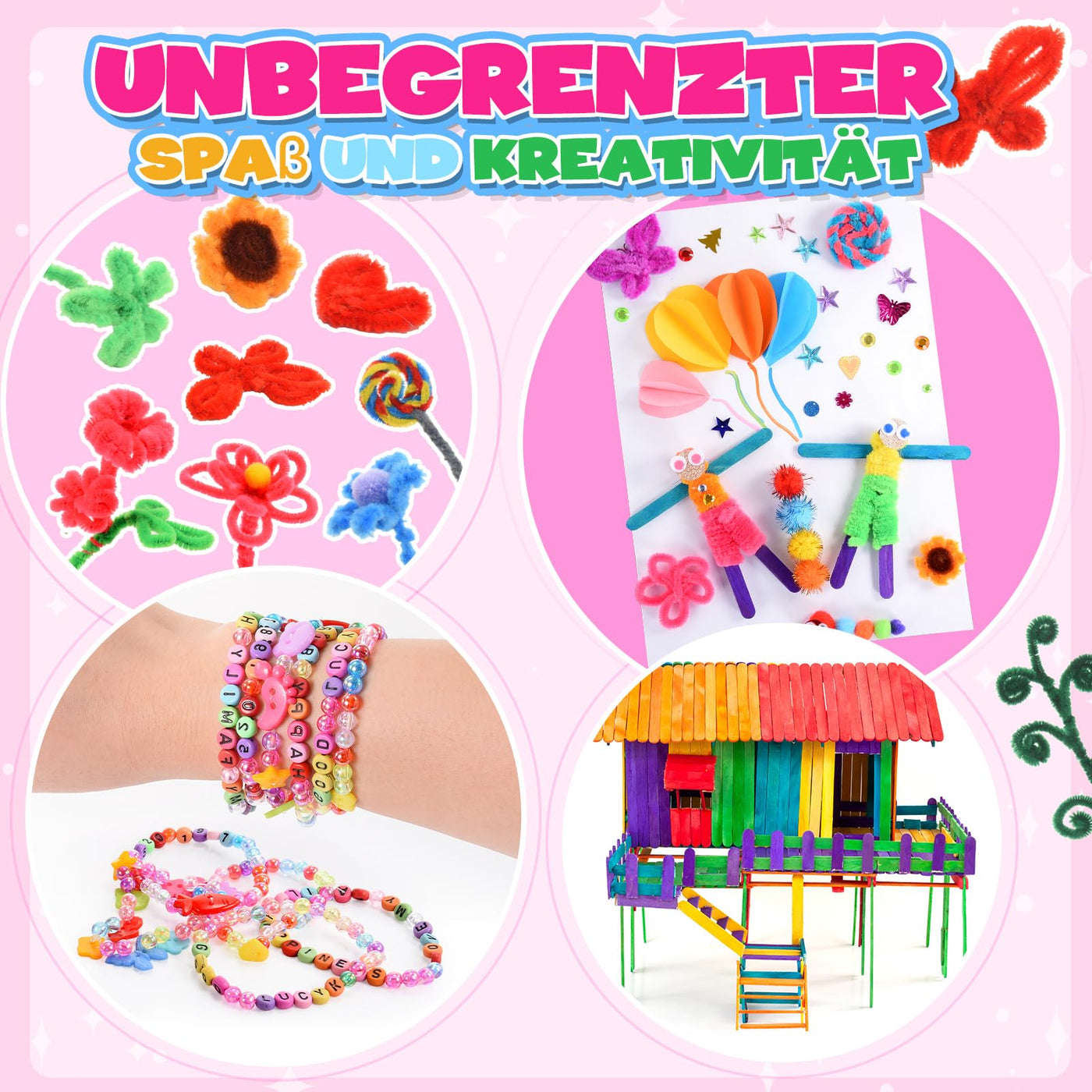 Bastelset für Kinder, 1127+Stücke Bastelkoffer für Kinder Bastelkoffer