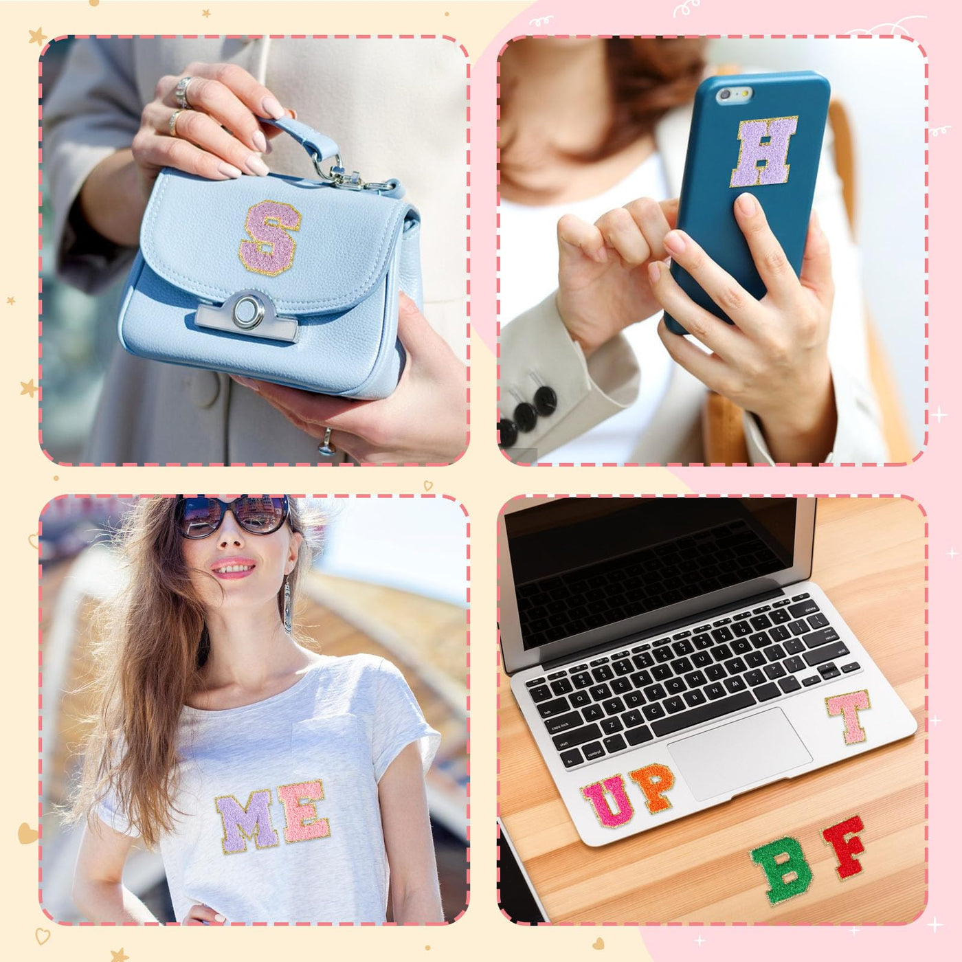 Selbstklebende Chenille-Buchstabenpatches zum Aufbügeln auf Kleidung, Stoff, Schuhe, Taschen