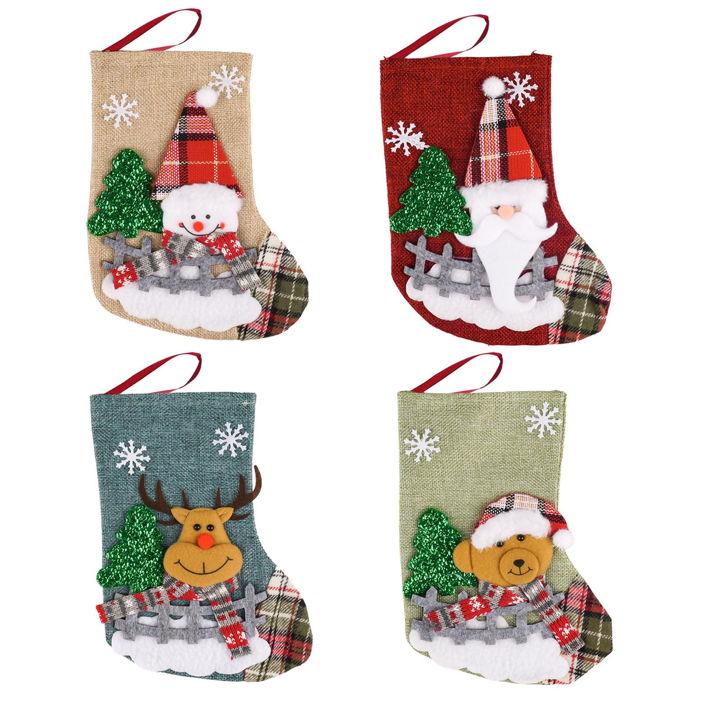 Santa Claus stocking, 3 pieces Christmas stocking, Santa Claus stocking to fill & hang up