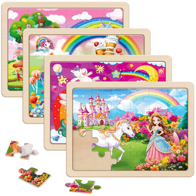 Puzzle unicorn princess parts children wooden puzzle, preschool educational toy