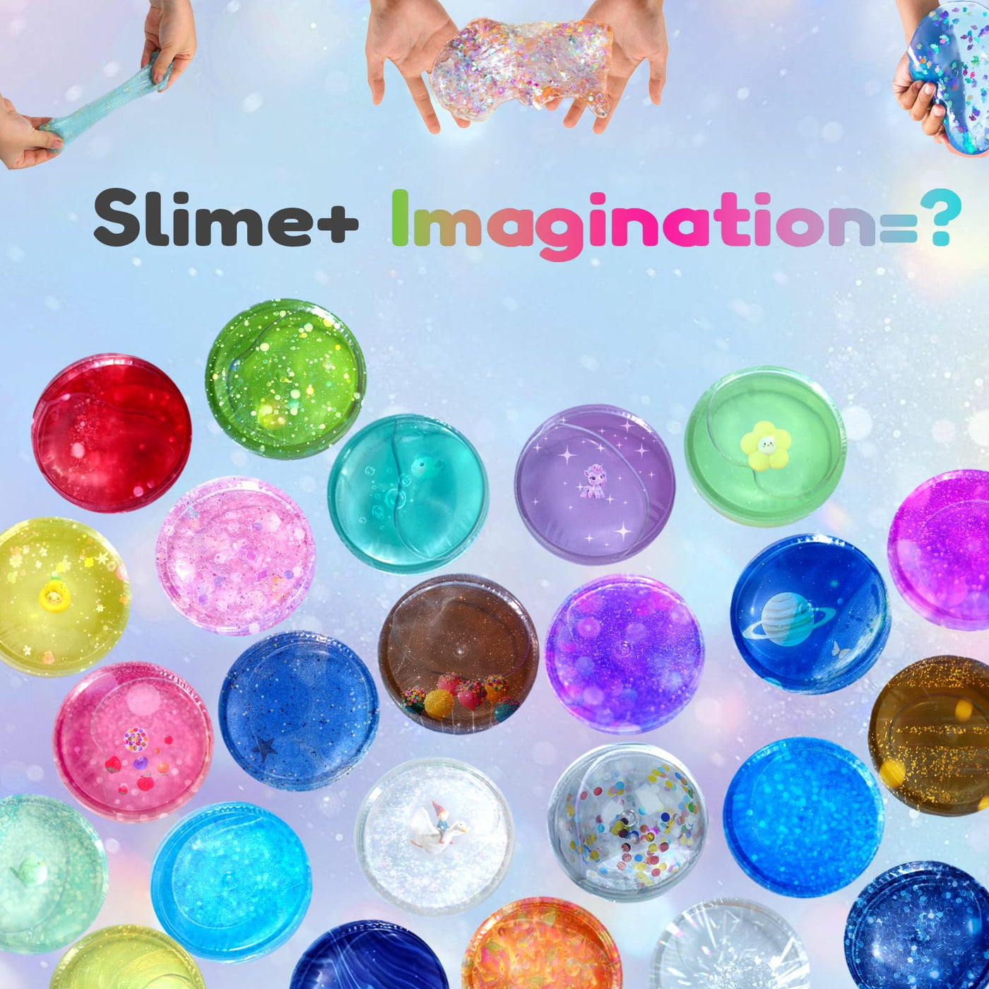 Kit Slime Fluffy - 24 couleurs de slime avec 48 poudres pailletées, accessoires slime transparents pour le bricolage des enfants