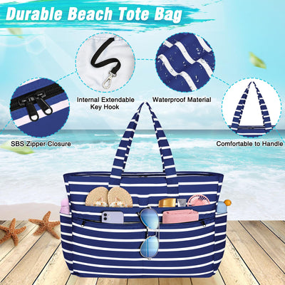 Grand sac de plage imperméable avec fermeture éclair