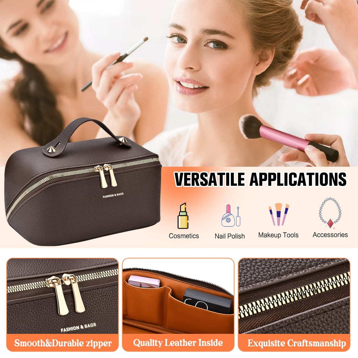 Cosmetic Bag Portable Travel Make-up Bag with Large Capacity Waterproof Organize