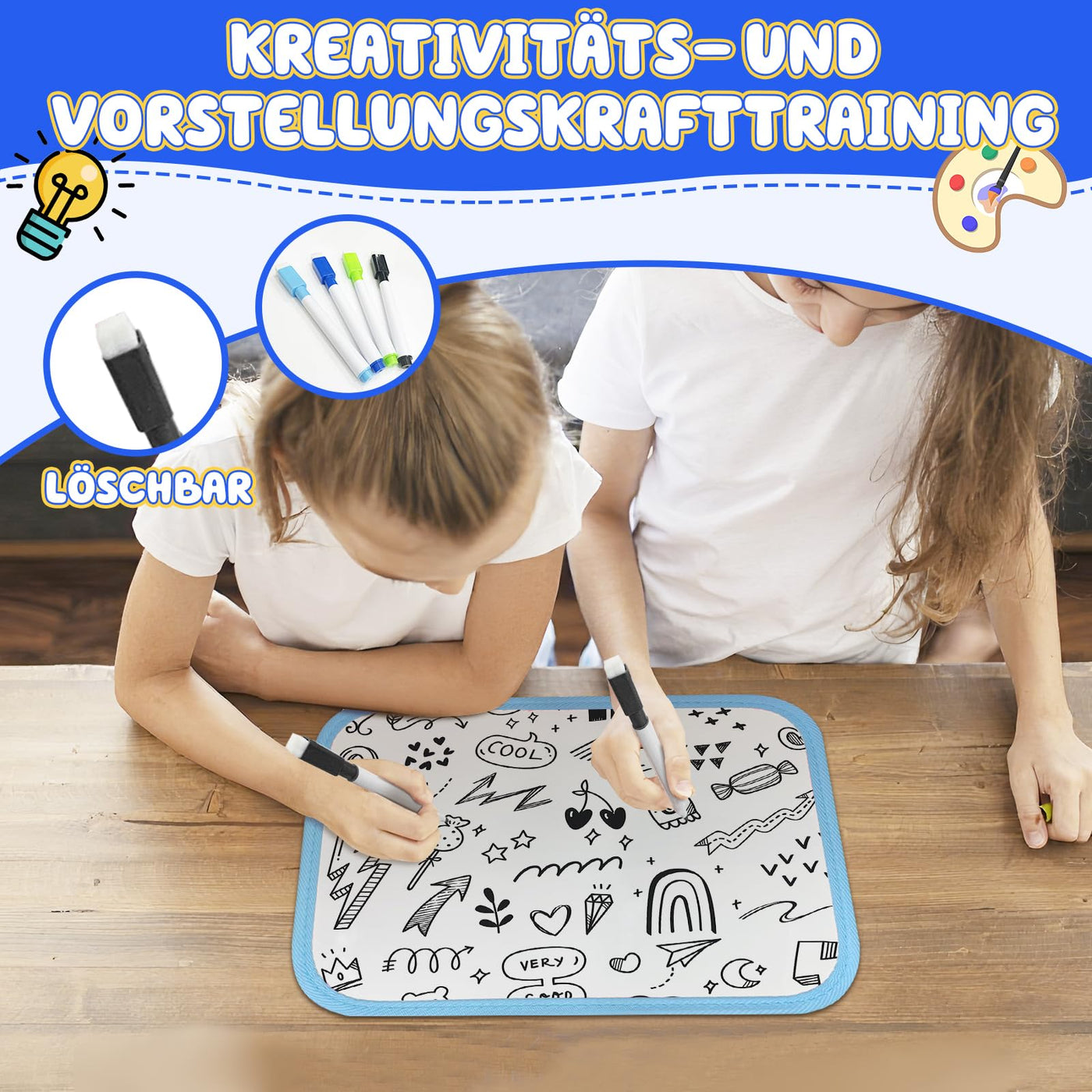 Beschäftigtes Brettmotorspielzeug aus Filz mit Buchstaben, Zahlen, Farben, Formen & Uhr