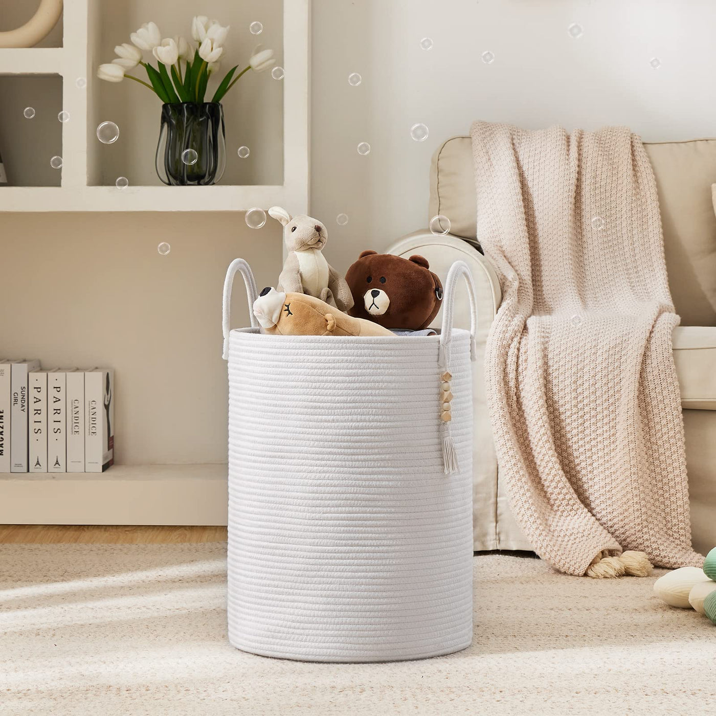 Braided Laundry Collector Toy Storage Storage Basket with Handle Handmade