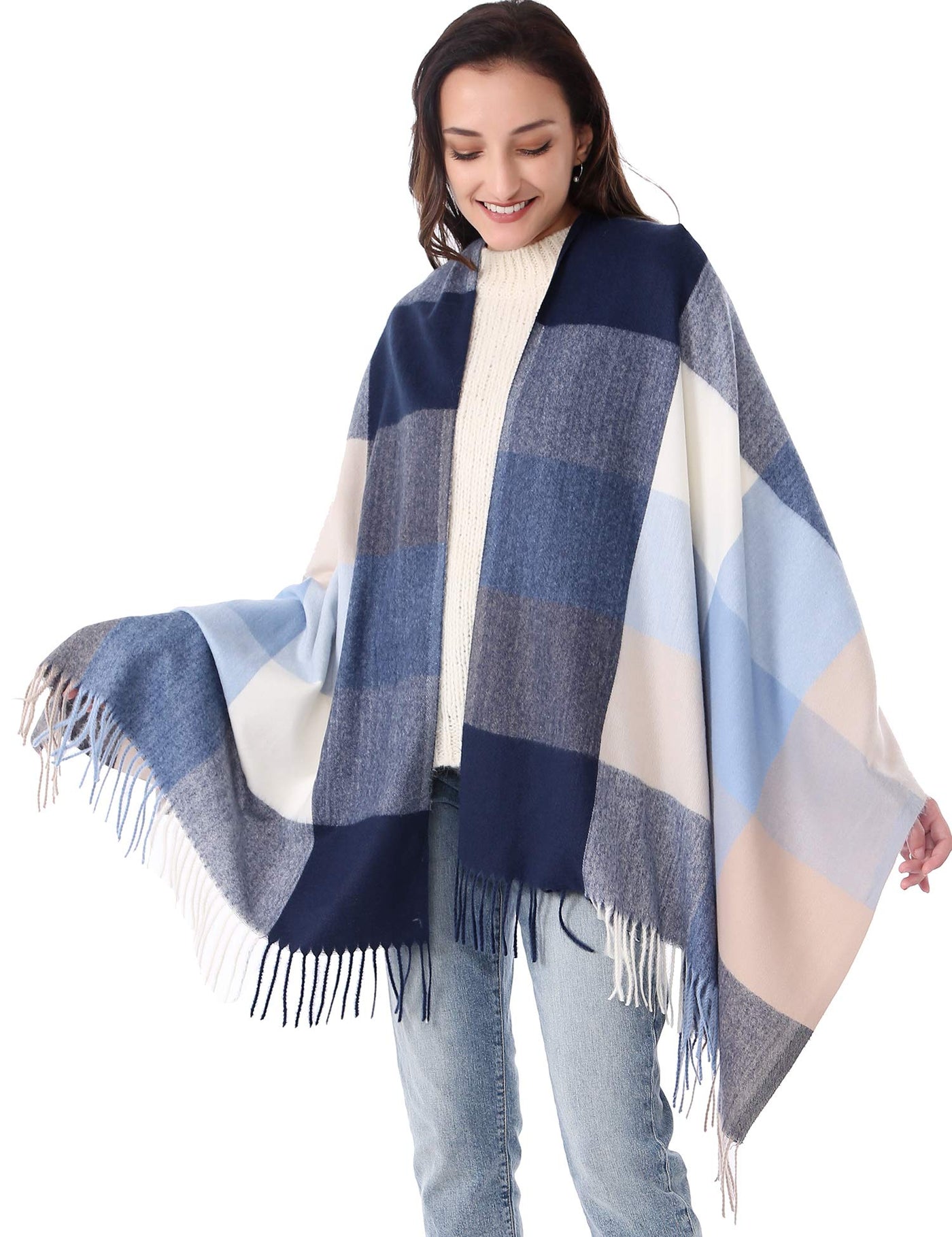 Plaid Warm blanket scarf for winter