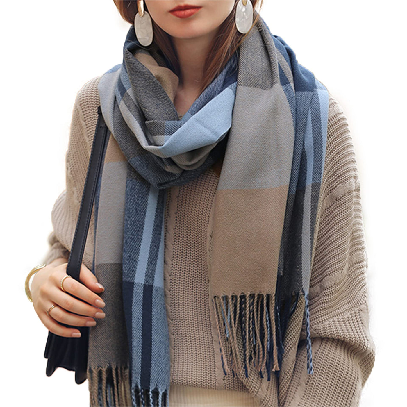 scarf thick knitted scarf plaid neckerchief scarf poncho