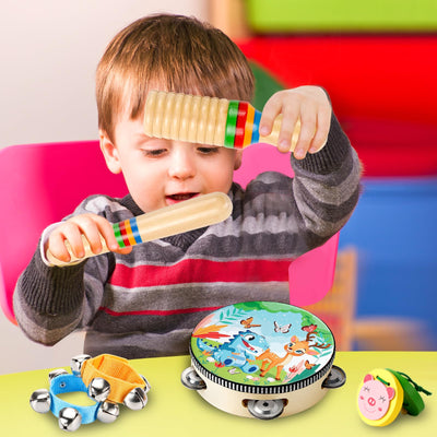 Musikinstrumente für Kinder, Musik Kinderspielzeug mit Xylophon, Holzspielzeug Percussion Set, Trommeln Percussion Rhythmus