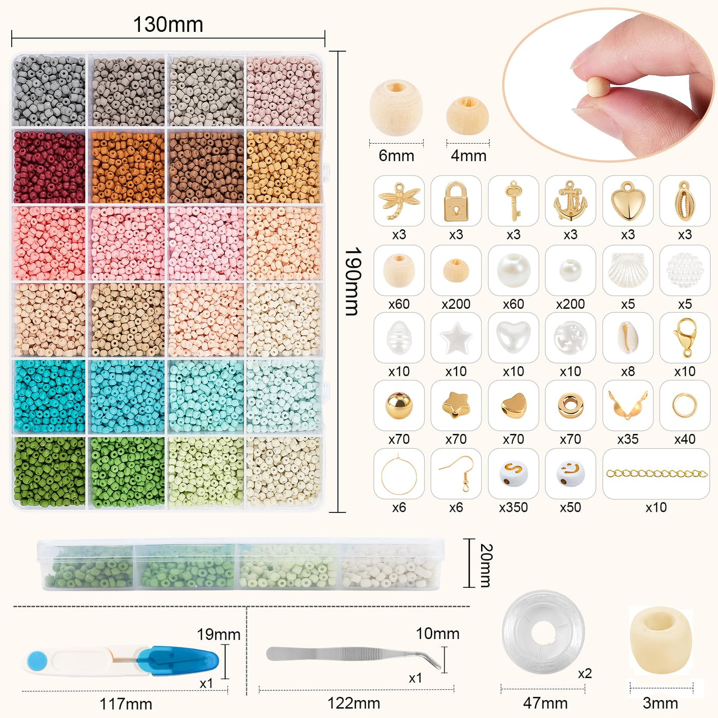 Perles pour Bracelets, Perles de Verre de Style Boho pour Enfiler