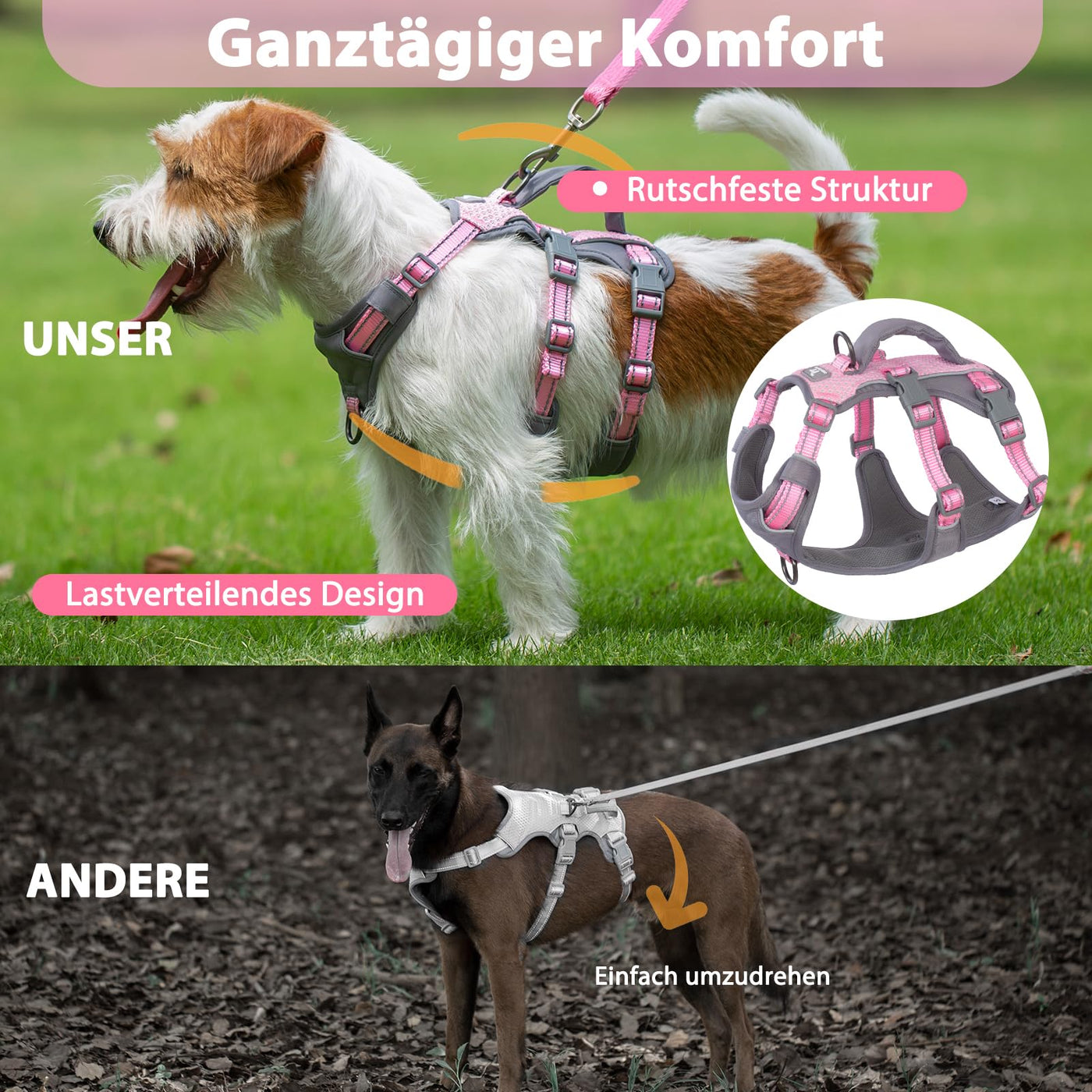 Harnais Réfléchissant pour Chien avec Poignée