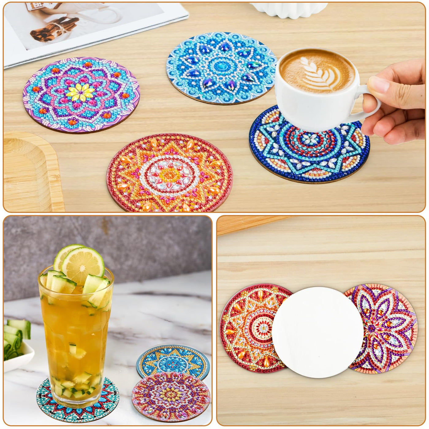 10pcs Diamond Painting Coasters With Holder