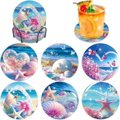 6 PCS Diamond Painting Coasters with Holder