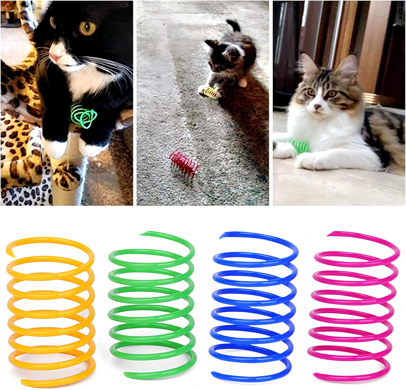 Jouet pour chat 100 pièces, plumes spirales créatives en plastique coloré