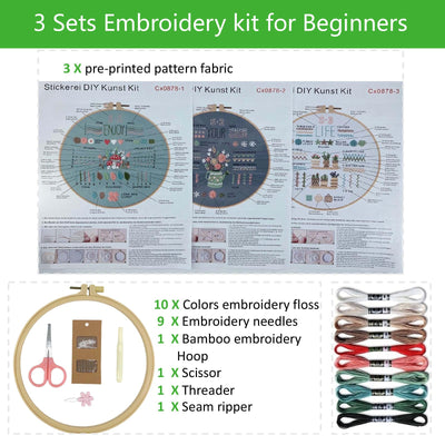 Sets Kit de pratique de points de broderie pour les débutants, points de broderie de base et avancés