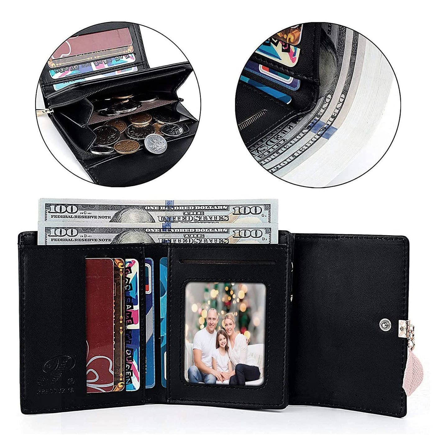 Portemonnaie aus glattem und weichem Kunstleder Geldbörse kleines Portemonnaie mit vielen Fächern