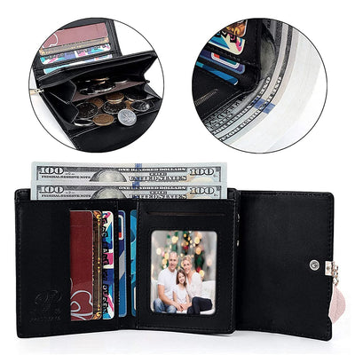 Portemonnaie aus glattem und weichem Kunstleder Geldbörse kleines Portemonnaie mit vielen Fächern