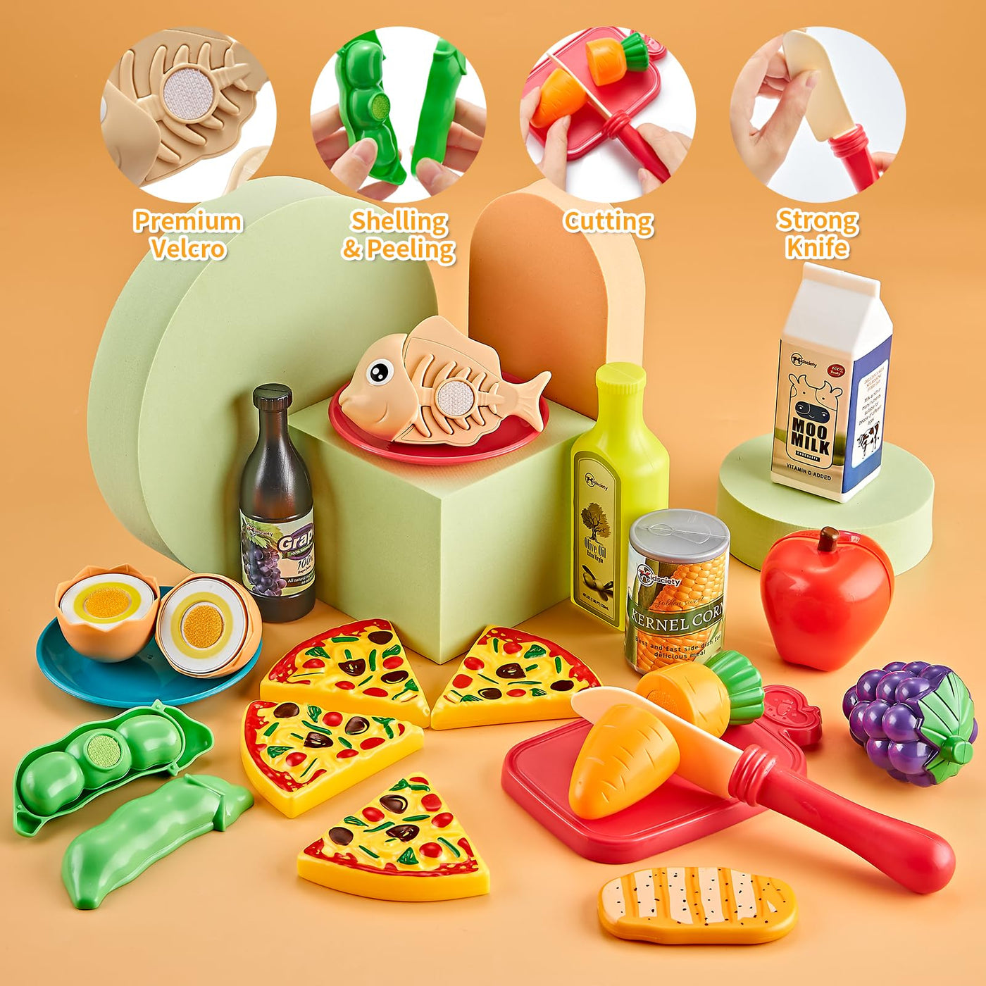 52pc Kids Kitchen Playset with Play Food