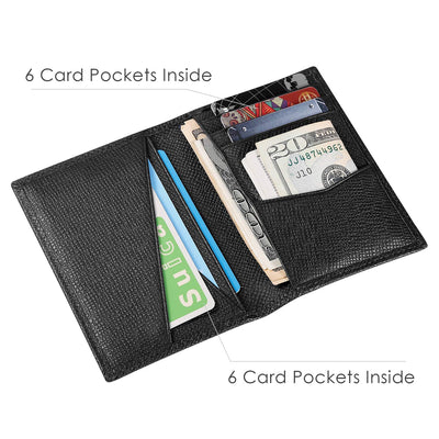 Brieftasche mit Kreditkartenhalter, schlanke Brieftasche mit RFID-Schutz, Brieftasche aus echtem Leder mit 9 Fächern