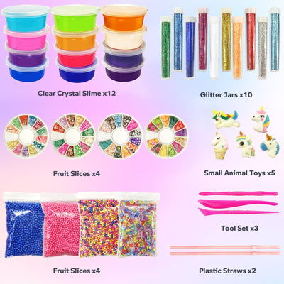 Kit Slime-12 couleurs Crystal Slime, faites votre propre Slime avec des paillettes Charms Tool