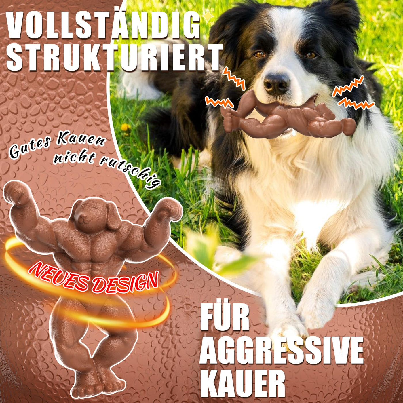 Jouet pour chien pour les mâcheurs agressifs, jouet à mâcher indestructible pour les grands chiens, jouet robuste pour les dents du chien, jouet en nylon nettoyant pour les chiens de taille moyenne et grande (Muscle).