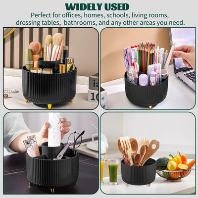360° Make up Organizer, Brush Holder Cosmetic Storage with 5 compartments