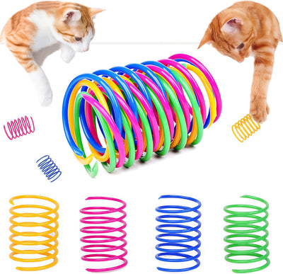 Jouet pour chat 100 pièces, plumes spirales créatives en plastique coloré