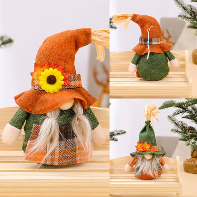 Autumn gnome decoration, 2 pieces handmade harvest festival faceless doll gnome, for Thanksgiving Halloween