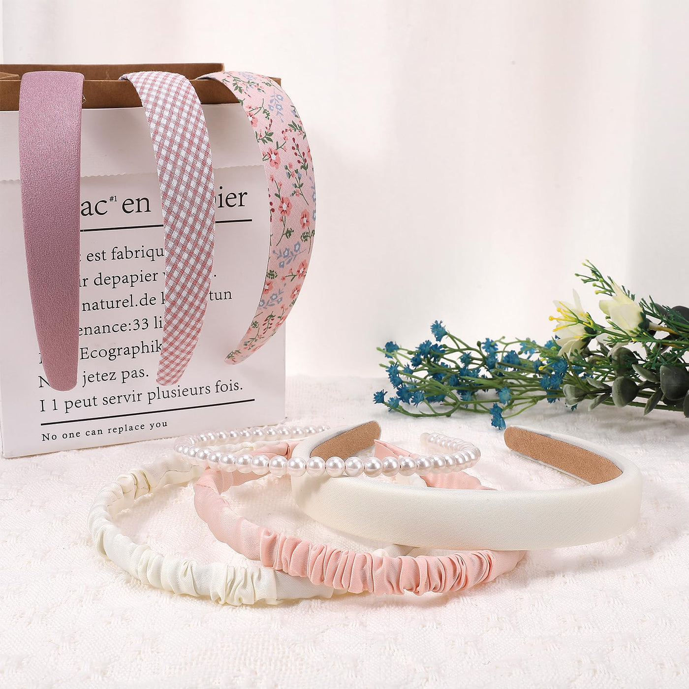 Modische Stirnbänder 7-teiliges Anti-Rutsch-Stirnband-Set Niedlicher Stoff Glitzernde Mehrfarbige Haarbänder Haar