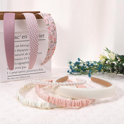 Modische Stirnbänder 7-teiliges Anti-Rutsch-Stirnband-Set Niedlicher Stoff Glitzernde Mehrfarbige Haarbänder Haar