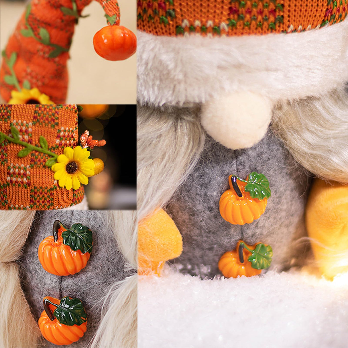 Autumn gnome decoration, 2 pieces handmade harvest festival faceless doll gnome, for Thanksgiving Halloween