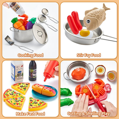 52pc Kids Kitchen Playset with Play Food