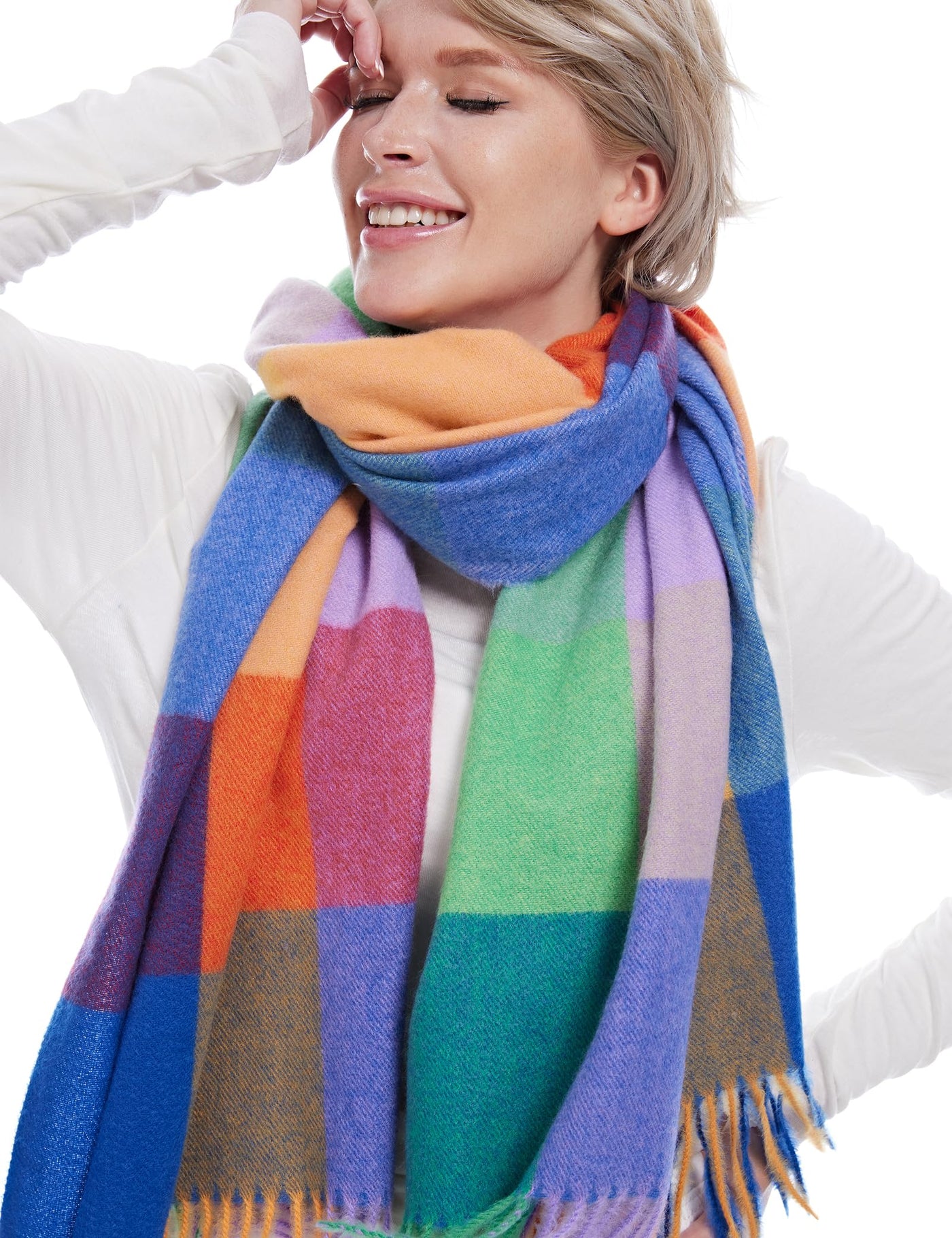 Plaid Warm blanket scarf for winter