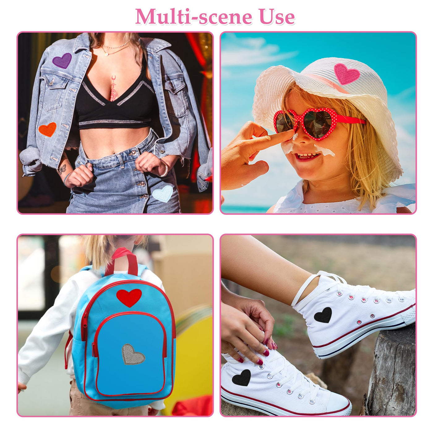 30 pièces d'écussons, écussons en forme de coeur à repasser sur les enfants, mini écussons de broderie