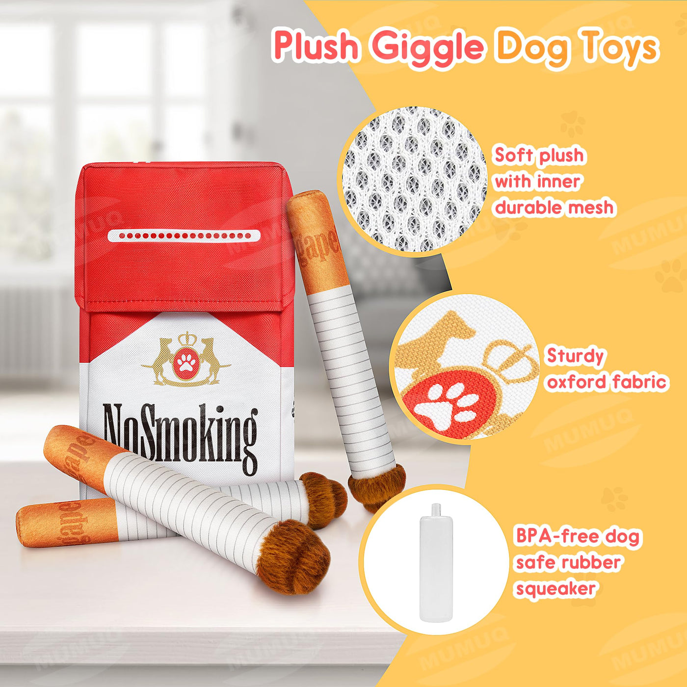 Dog Toy Cigarette Funny Dog Plush Toy Dog Cigarette Toy Interactive Dog Toy Squeaky Toy Puppy Gift Dog