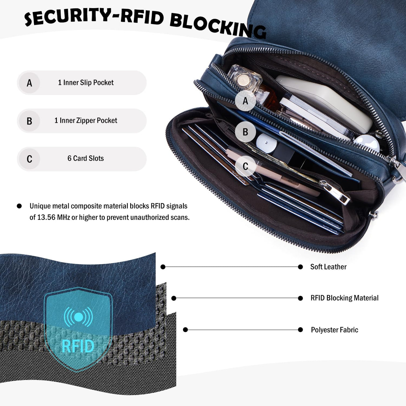 Handy Umhängetasche, Vegan Leder Crossbody Bag Umhängetasche mit verstellbarem abnehmbarem breitem Riemen