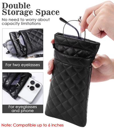 Etui à lunettes, Etui à lunettes de soleil double couche en cuir PU souple pour , Portable