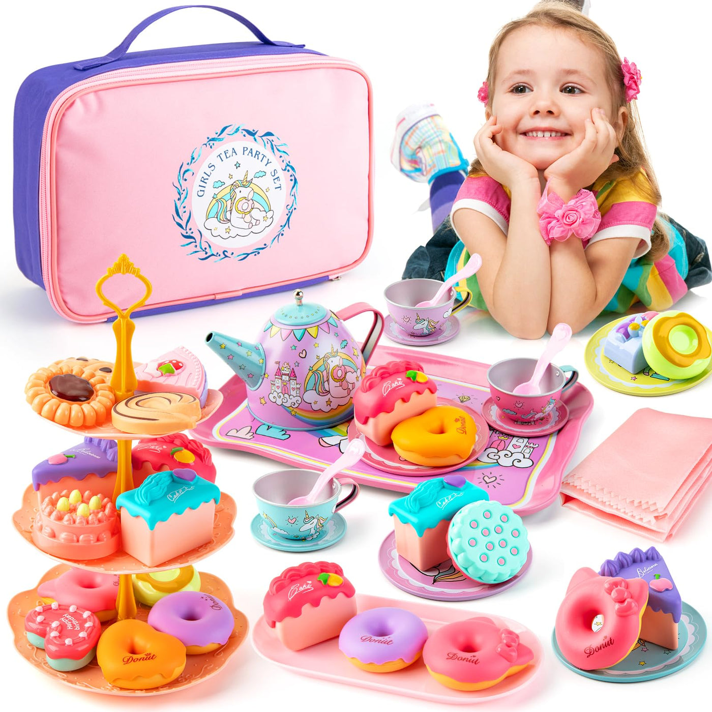 Children's tea set, children's kitchen accessories dolls' tableware tea party
