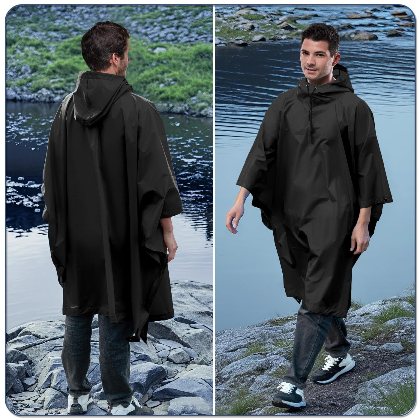 Rain Poncho Waterproof Rain Cape with Hood