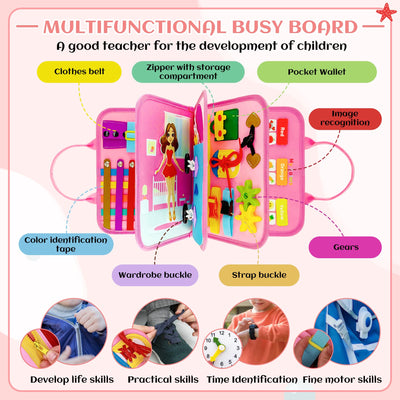 Busy Board Toy ab 1 2 3 4 Jahren, Busy Book, Activity Board Motor Skills Toy, Baby Learning Toy Basic Knowledge, Early Education Interesting for Small Children