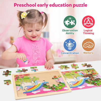 Puzzle unicorn princess parts children wooden puzzle, preschool educational toy