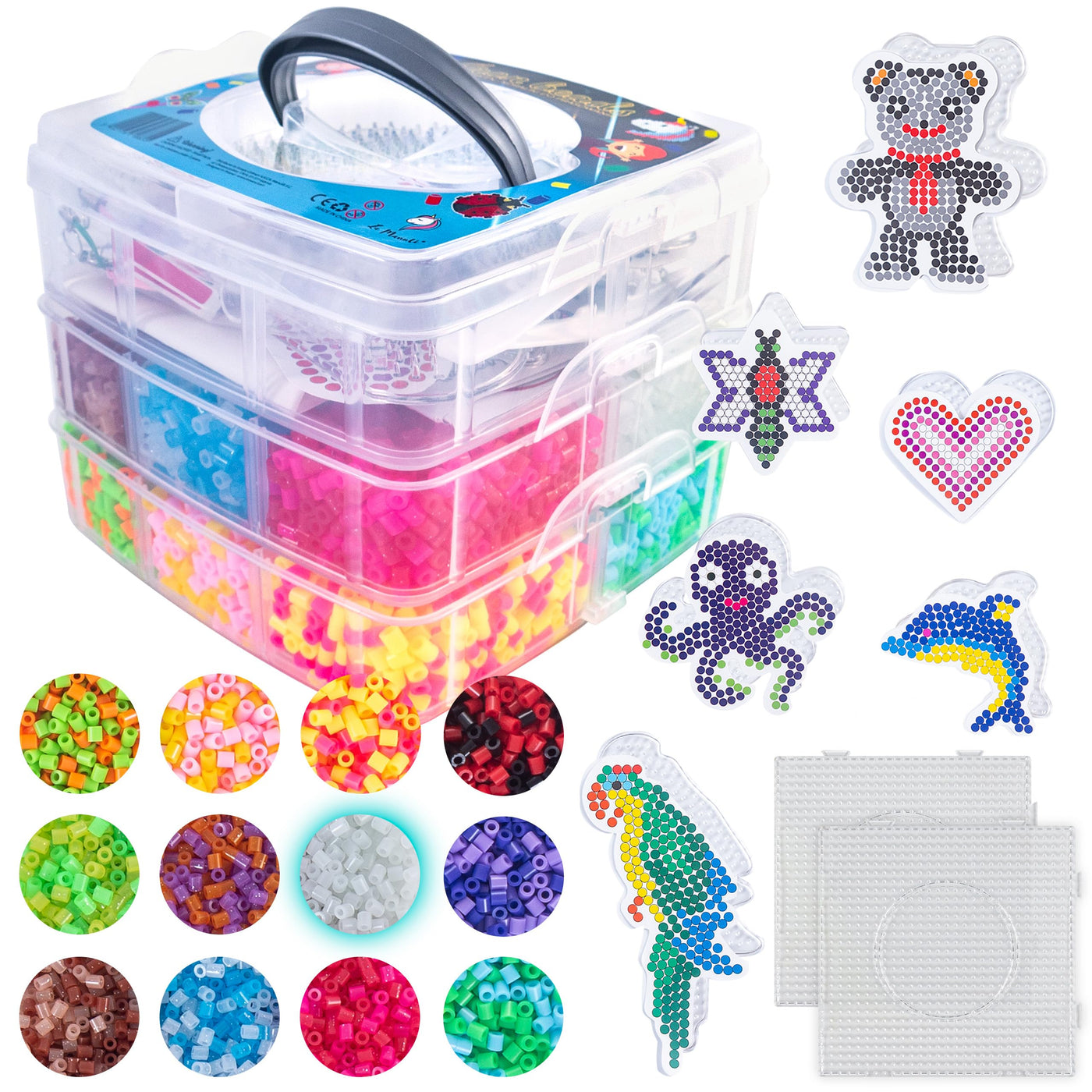 Iron on beads set - 10000 assorted iron on beads 23 colors glitter