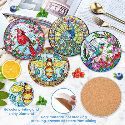 8 PCS Diamond Painting Coasters with Holder