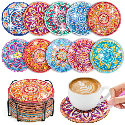 10pcs Diamond Painting Coasters With Holder